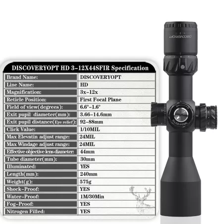 خرید و قیمت دوربین دیسکاوریHD 3-12×44 SFIR FFP (30mm)در سایت شکارابزار